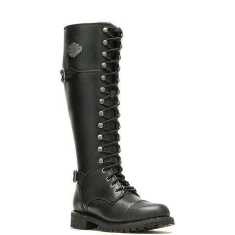 Harley-Davidson Beechwood 16" Lace Cap Toe Womens Black Motorcycle Boots