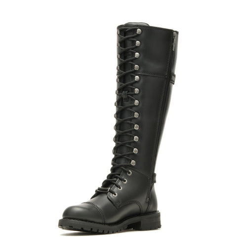 Harley-Davidson Beechwood 16" Lace Cap Toe Womens Black Motorcycle Boots