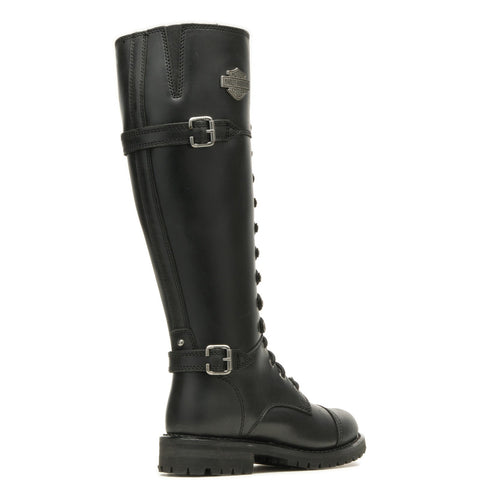 Harley-Davidson Beechwood 16" Lace Cap Toe Womens Black Motorcycle Boots