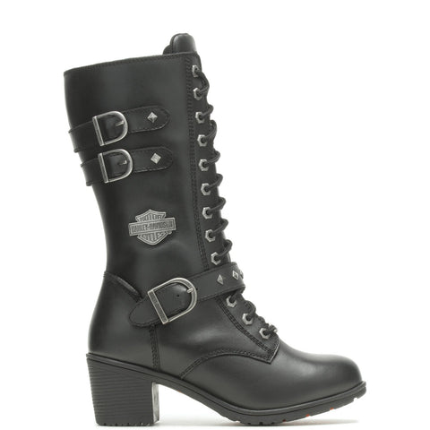 Harley-Davidson Aldale 13" WP Tall Lace Womens Black Motorcycle Boots