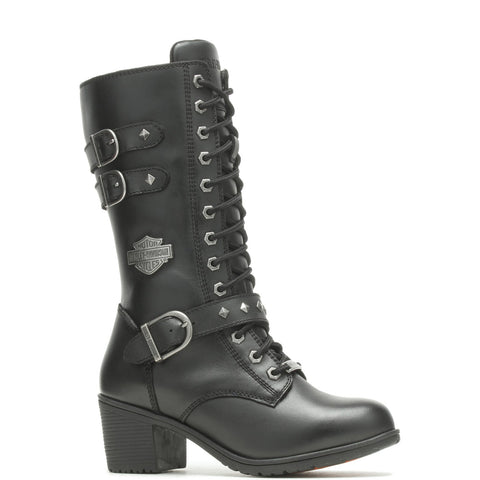 Harley-Davidson Aldale 13" WP Tall Lace Womens Black Motorcycle Boots