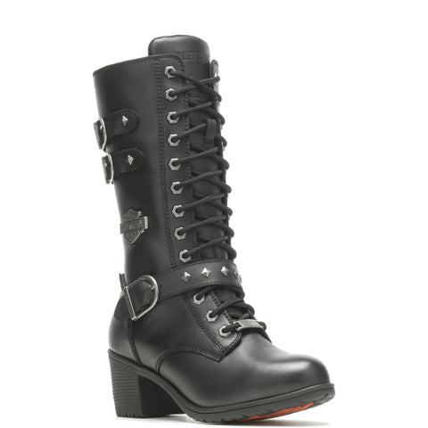 Harley-Davidson Aldale 13" WP Tall Lace Womens Black Motorcycle Boots