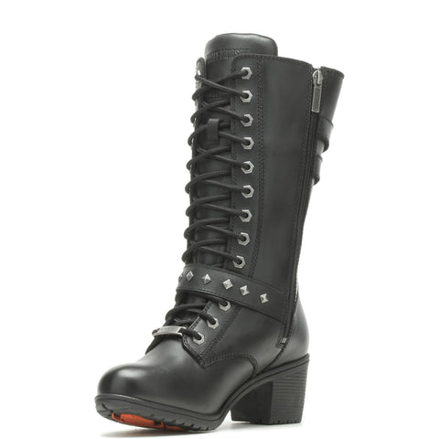 Harley-Davidson Aldale 13" WP Tall Lace Womens Black Motorcycle Boots