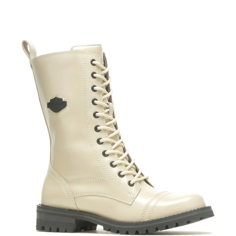 Harley Davidson Walsen 8" Lace D87257 Womens Beige Leather Motorcycle Boots