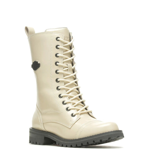 Harley Davidson Walsen 8" Lace D87257 Womens Beige Leather Motorcycle Boots