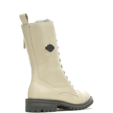 Harley Davidson Walsen 8" Lace D87257 Womens Beige Leather Motorcycle Boots