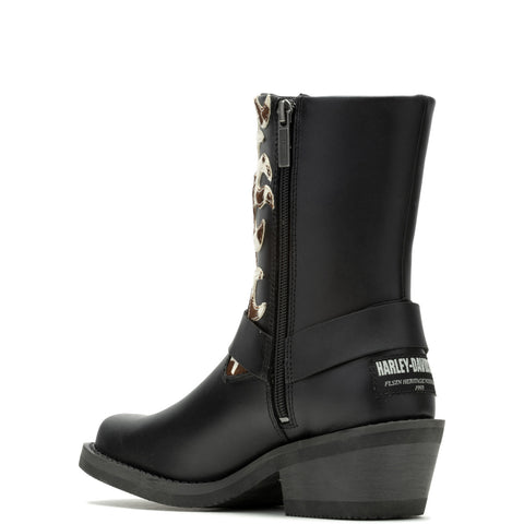 Harley-Davidson Korsen Cow D87274 Womens Black Leather Motorcycle Boots