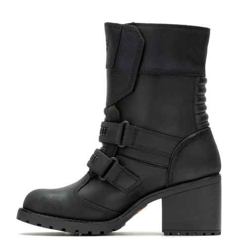 Harley-Davidson Joella D87300 Womens Black Leather Strap Motorcycle Boots