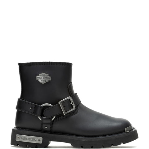 Harley-Davidson Devi D87304 Womens Black Leather Zipper Motorcycle Boots