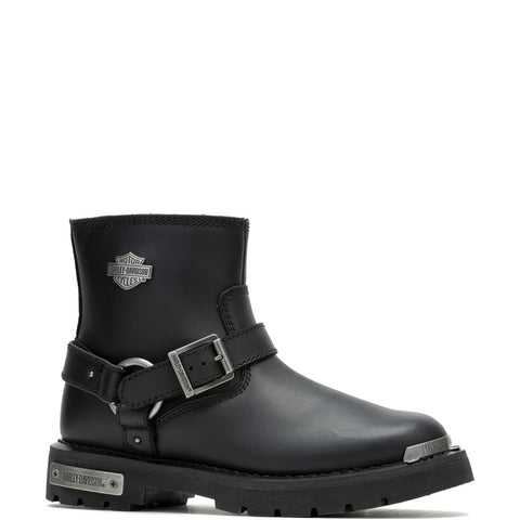 Harley-Davidson Devi D87304 Womens Black Leather Zipper Motorcycle Boots