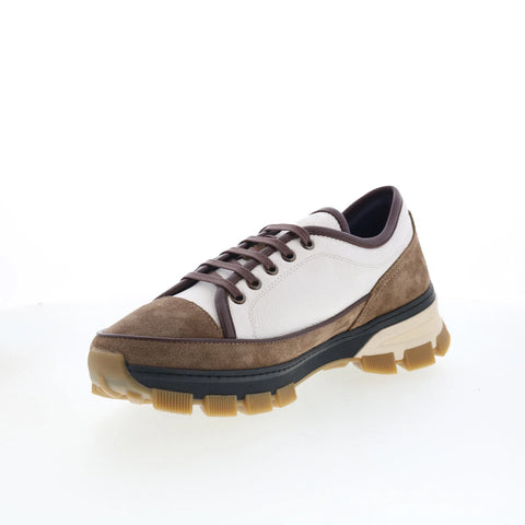Di Bianco Hazzard Mens Brown Leather Lace Up Lifestyle Sneakers Shoes