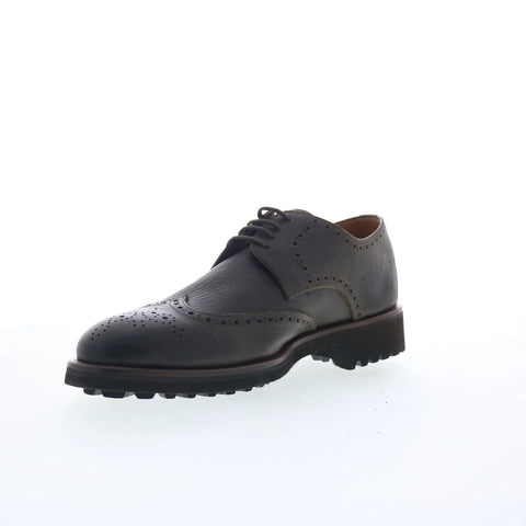 Di Bianco Himba Mens Green Leather Oxfords & Lace Ups Wingtip & Brogue Shoes