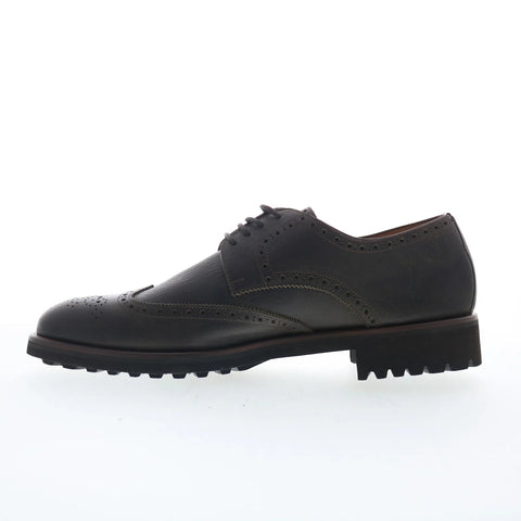 Di Bianco Himba Mens Green Leather Oxfords & Lace Ups Wingtip & Brogue Shoes