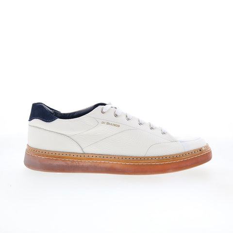 Di Bianco Imola Mens White Leather Lace Up Lifestyle Sneakers Shoes