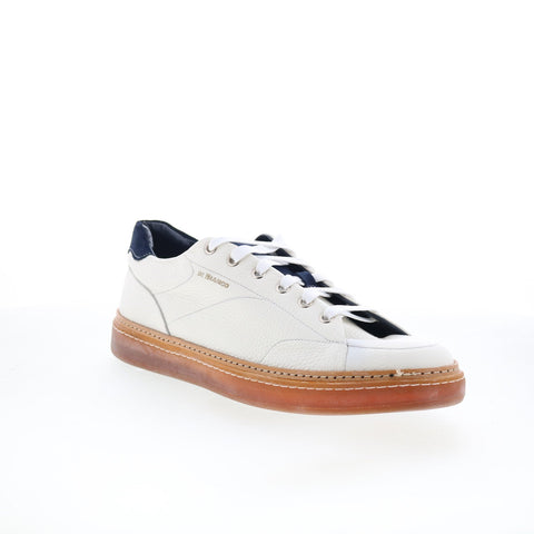 Di Bianco Imola Mens White Leather Lace Up Lifestyle Sneakers Shoes