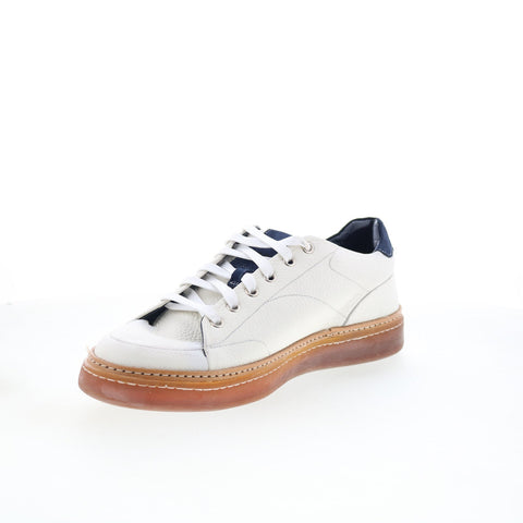 Di Bianco Imola Mens White Leather Lace Up Lifestyle Sneakers Shoes