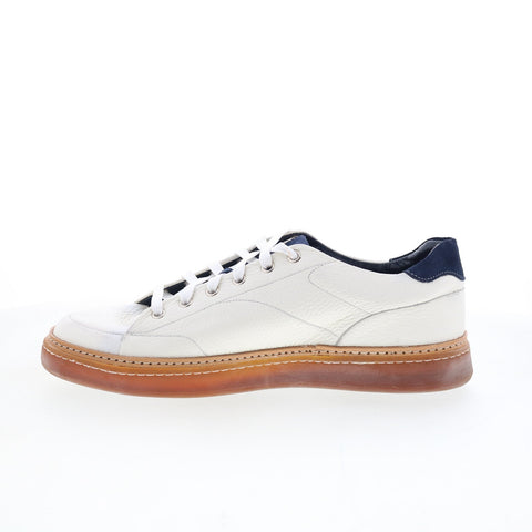 Di Bianco Imola Mens White Leather Lace Up Lifestyle Sneakers Shoes