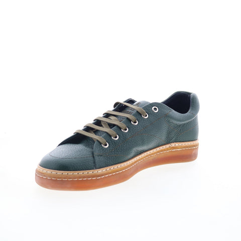 Di Bianco Imola Mens Green Leather Lace Up Lifestyle Sneakers Shoes