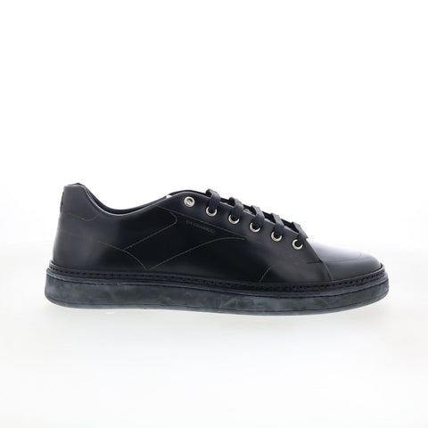 Di Bianco Imola Laser Mens Black Leather Lace Up Lifestyle Sneakers Shoes