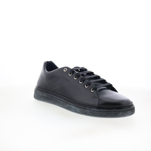 Di Bianco Imola Laser Mens Black Leather Lace Up Lifestyle Sneakers Shoes