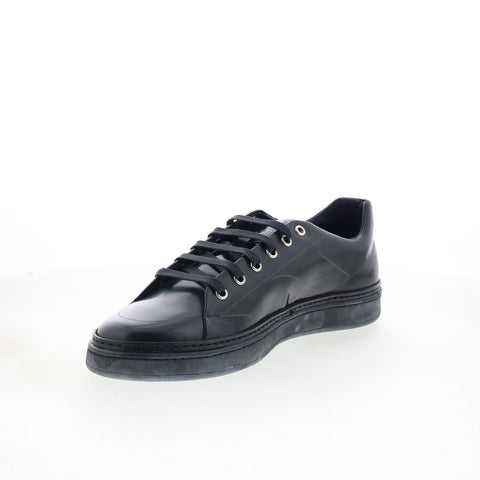 Di Bianco Imola Laser Mens Black Leather Lace Up Lifestyle Sneakers Shoes