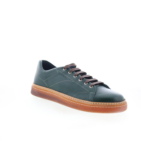 Di Bianco Imola Laser Mens Green Leather Lace Up Lifestyle Sneakers Shoes