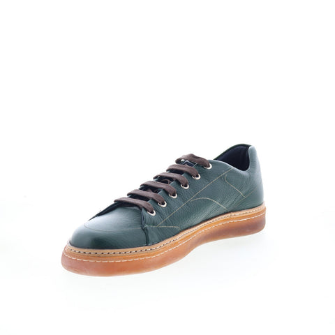 Di Bianco Imola Laser Mens Green Leather Lace Up Lifestyle Sneakers Shoes