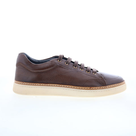 Di Bianco Imola Laser Mens Brown Leather Lace Up Lifestyle Sneakers Shoes