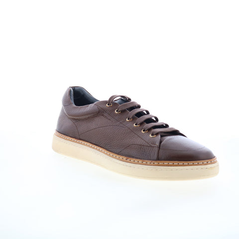 Di Bianco Imola Laser Mens Brown Leather Lace Up Lifestyle Sneakers Shoes