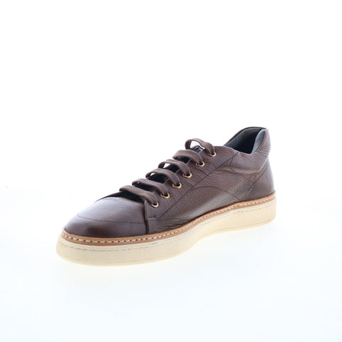 Di Bianco Imola Laser Mens Brown Leather Lace Up Lifestyle Sneakers Shoes