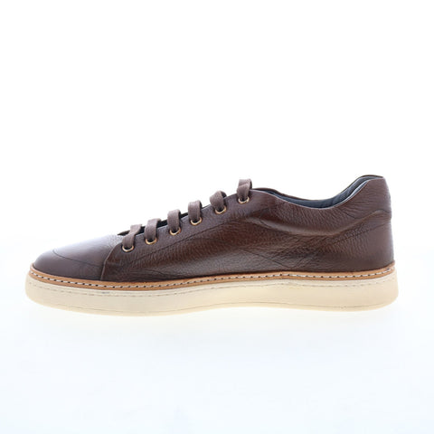 Di Bianco Imola Laser Mens Brown Leather Lace Up Lifestyle Sneakers Shoes