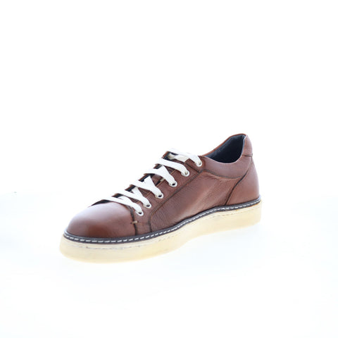 Di Bianco Imola Laser Mens Brown Leather Lace Up Lifestyle Sneakers Shoes