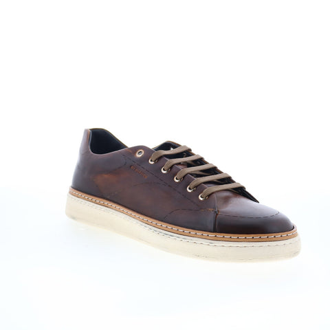 Di Bianco Imola Laser Mens Brown Leather Lace Up Lifestyle Sneakers Shoes