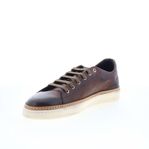 Di Bianco Imola Laser Mens Brown Leather Lace Up Lifestyle Sneakers Shoes