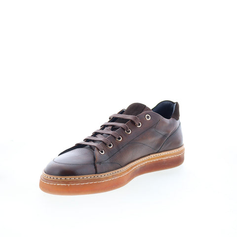 Di Bianco Imola Mens Brown Leather Lace Up Lifestyle Sneakers Shoes