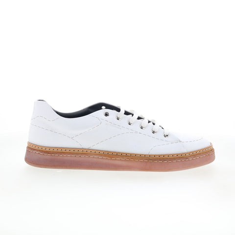 Di Bianco Imola Mens White Leather Lace Up Lifestyle Sneakers Shoes