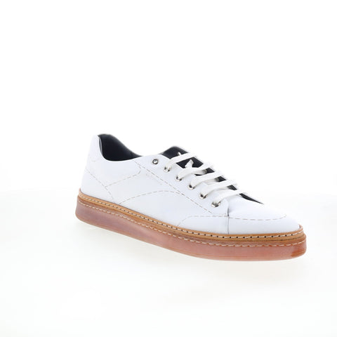 Di Bianco Imola Mens White Leather Lace Up Lifestyle Sneakers Shoes