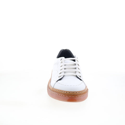 Di Bianco Imola Mens White Leather Lace Up Lifestyle Sneakers Shoes