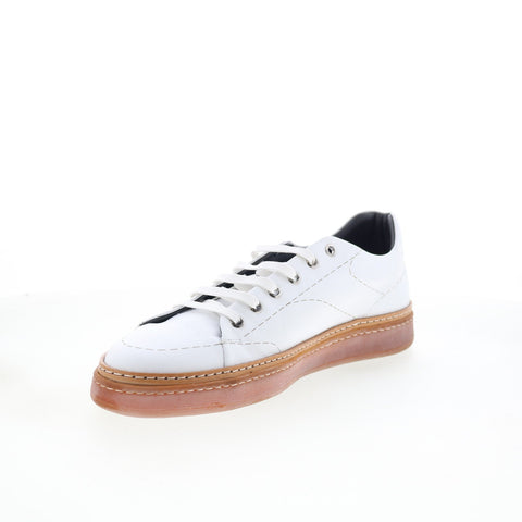 Di Bianco Imola Mens White Leather Lace Up Lifestyle Sneakers Shoes