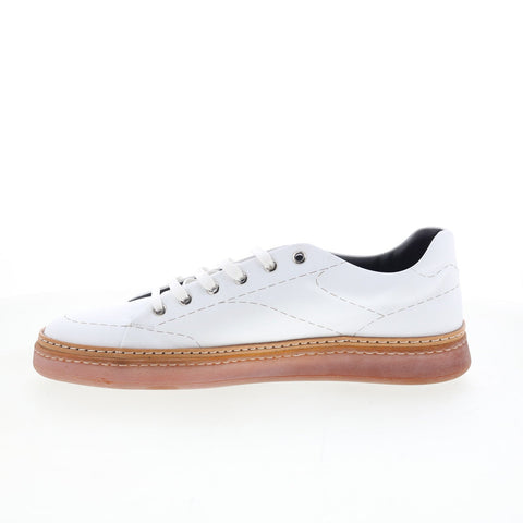 Di Bianco Imola Mens White Leather Lace Up Lifestyle Sneakers Shoes