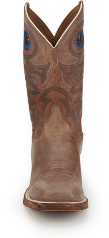 Justin Boots Caddo Square Toe Cowhide Mens Brown Wide Cowboy Western Boots