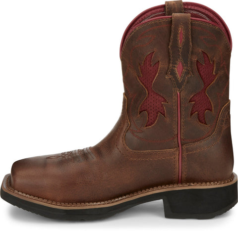 Justin Boots Lathey Nano Composite Toe Water Buffalo Womens Brown Work Boots