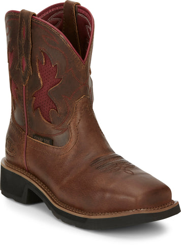 Justin Boots Lathey Nano Composite Toe Water Buffalo Womens Brown Work Boots