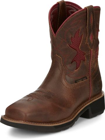 Justin Boots Lathey Nano Composite Toe Water Buffalo Womens Brown Work Boots