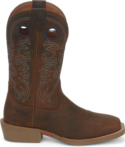 Justin Boots Muley Square Toe Water Buffalo Mens Brown Cowboy Western Boots