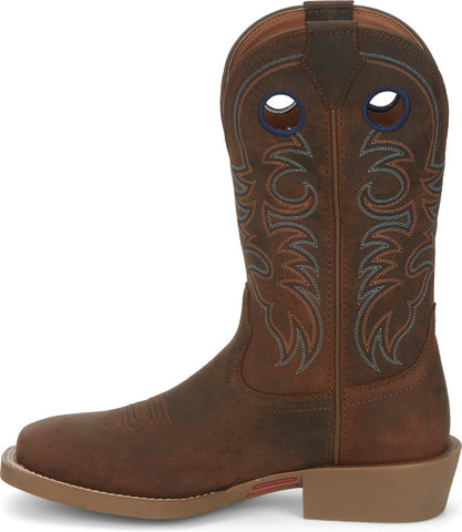 Justin Boots Muley Square Toe Water Buffalo Mens Brown Cowboy Western Boots