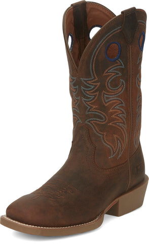 Justin Boots Muley Square Toe Water Buffalo Mens Brown Cowboy Western Boots