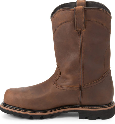Justin Boots Pulley Waterproof Round Steel Toe Cowhide Mens Brown Work Boots