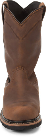Justin Boots Pulley Waterproof Round Steel Toe Cowhide Mens Brown Work Boots