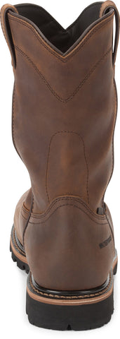 Justin Boots Pulley Waterproof Round Steel Toe Cowhide Mens Brown Work Boots